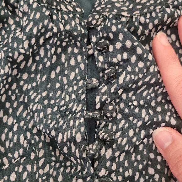 Joie Dress Women Size XXL Arctic Animal Leopard Print Balloon Sleeve Sheer Green - Picture 9 of 15